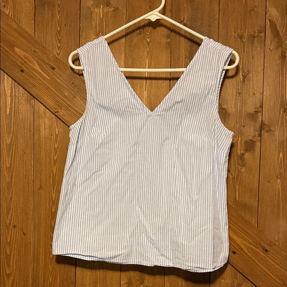 Who What Wear Blue and White Striped Tank Top
